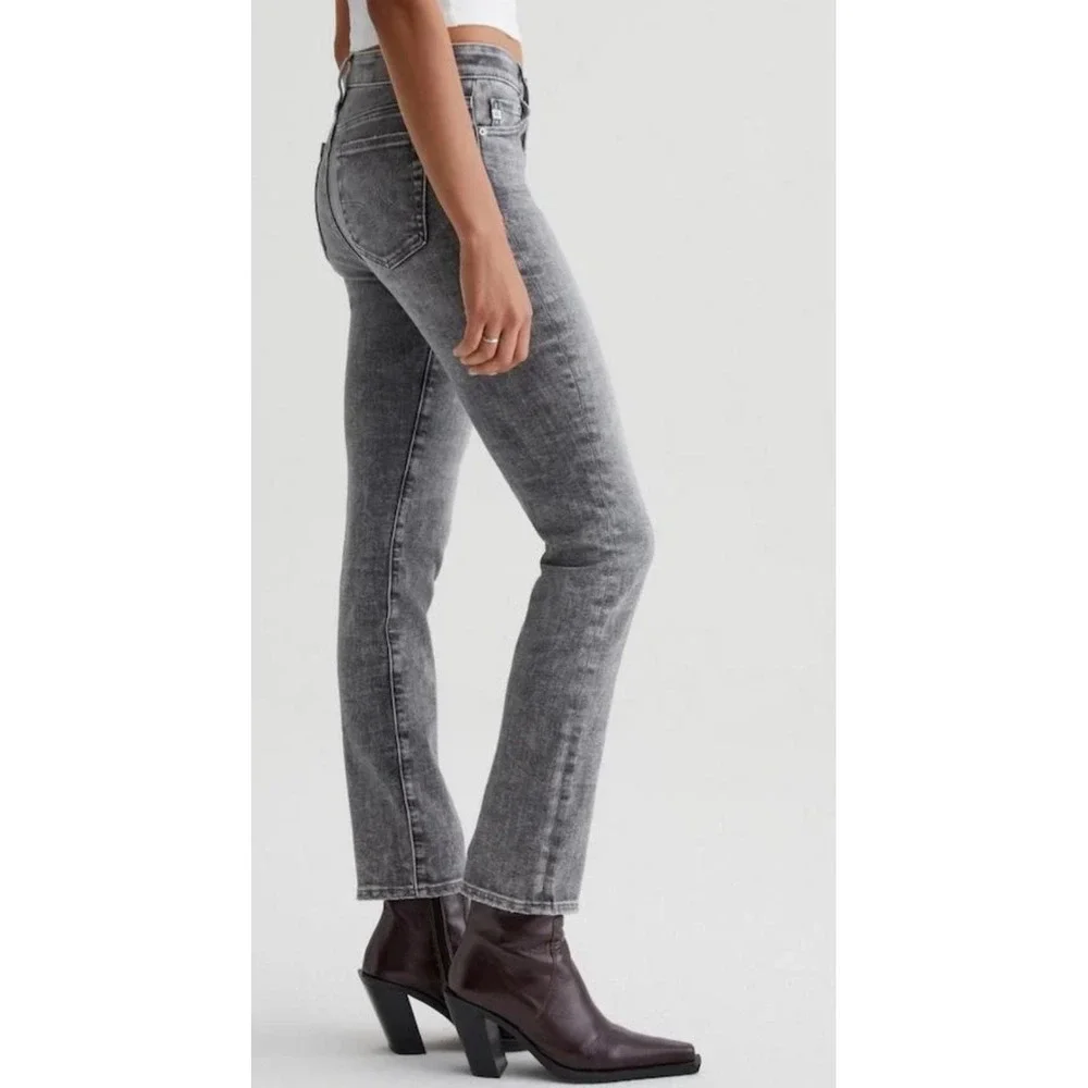 AG Adriano Goldschmied Mari High Rise Slim Straight Faded Grey Jeans 30 Stretch - Picture 4 of 13
